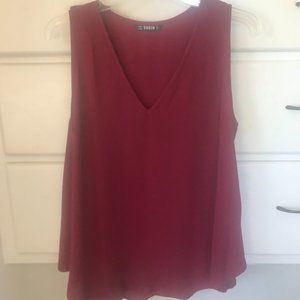 Red V Neck Blouse